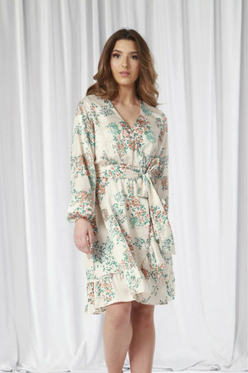 Ivory Printed Fill Wrap Dress Double Second